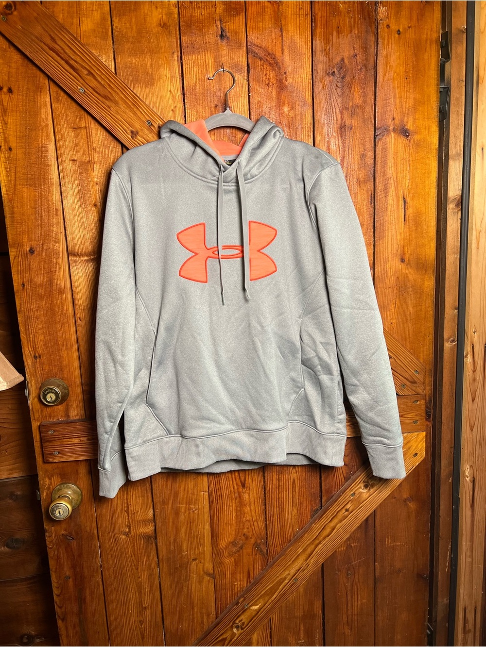 Under Armour Light Gray Hoodie with Orange Logo